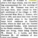 WH Tinsman Obituary Mt. Clemens Monitor 9 June 1916