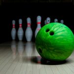 a bowling ball on a bowling alley